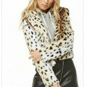Faux fur print coat